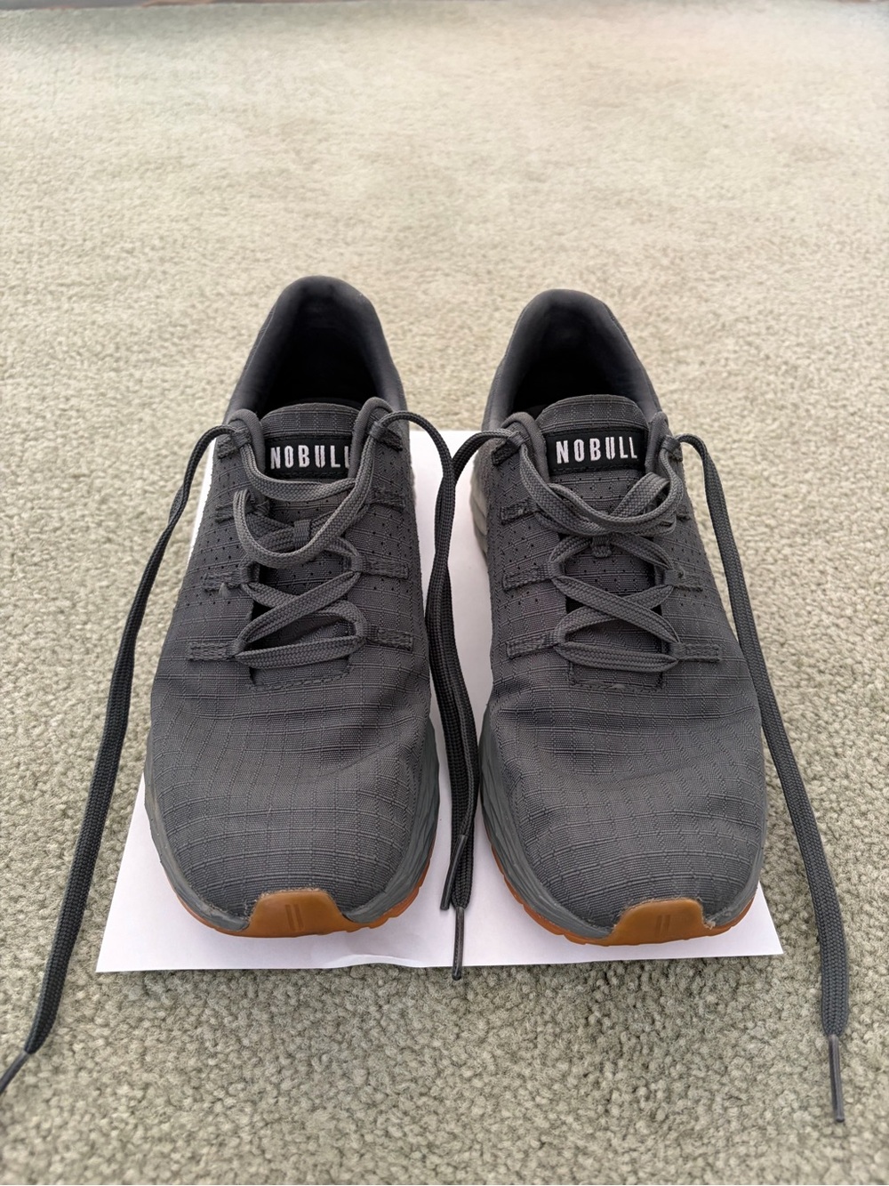 NOBULL Womens Charcoal Gray Training Shoes with Brown Toe Caps